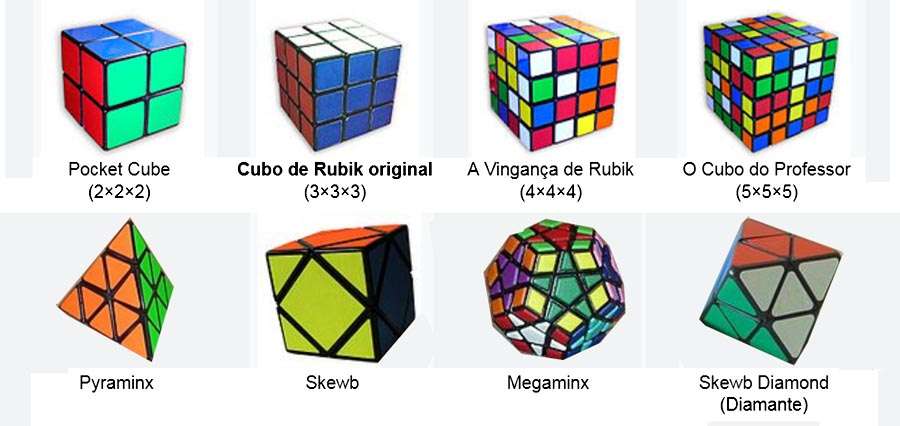 Descubra os tipos de cubos de Rubik e seus nomes mais populares