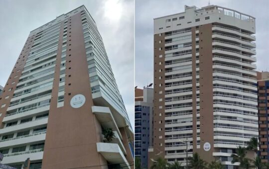Prédio com emoji gigante na fachada se torna ponto de referência no litoral de SP